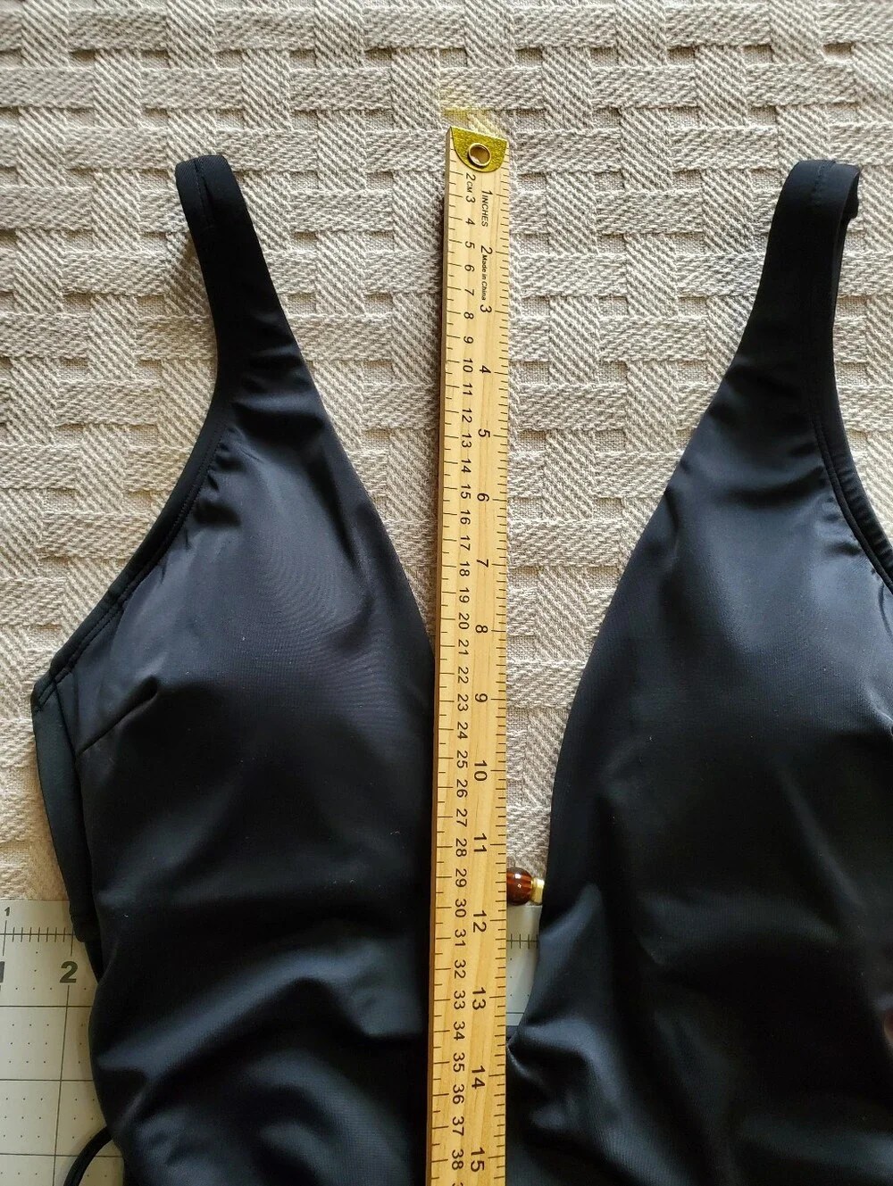 NWT Sofia by Sofia Vergara Black Plunge One Piece Swimsuit Belted